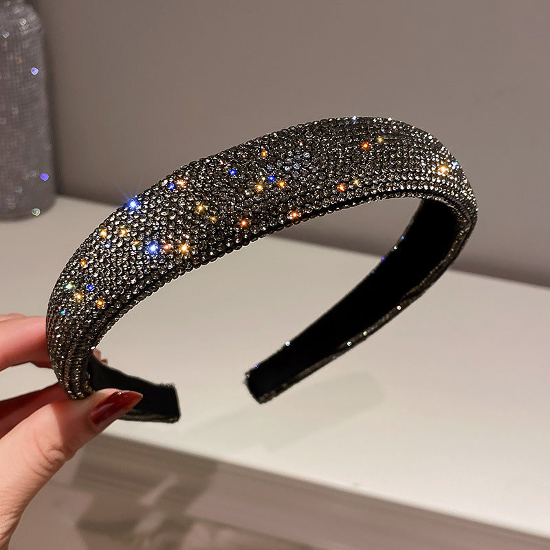 Wholesale Full of diamonds, super sparkling, elegant, fashionable and versatile colored diamond hair pressing headband