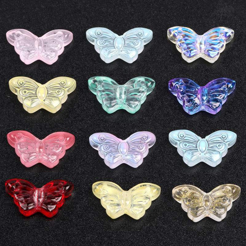 Wholesale 100pcs 8*15mm Glazed Butterfly Beads Symphony Straight Hole Glass Beads DIY