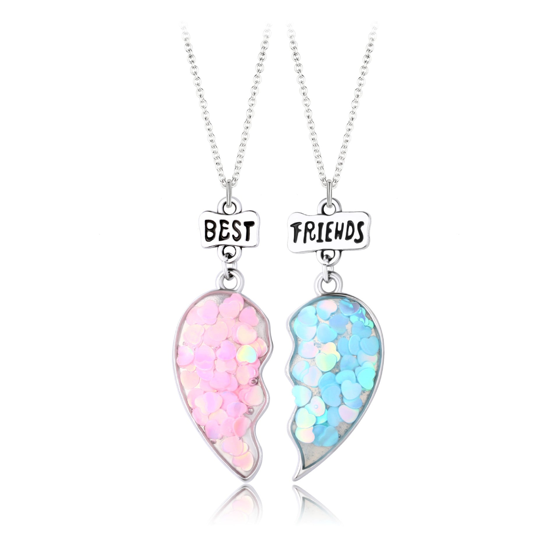 Wholesale Best Friend Necklace Set Magnet Pair of Sequins Onion Powder Glue