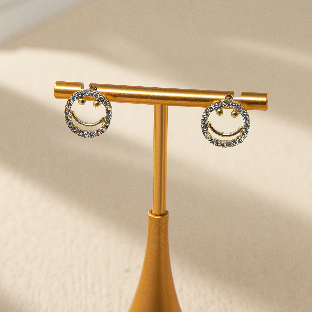 Wholesale Sparkling Rhinestone Smiley Face Earrings