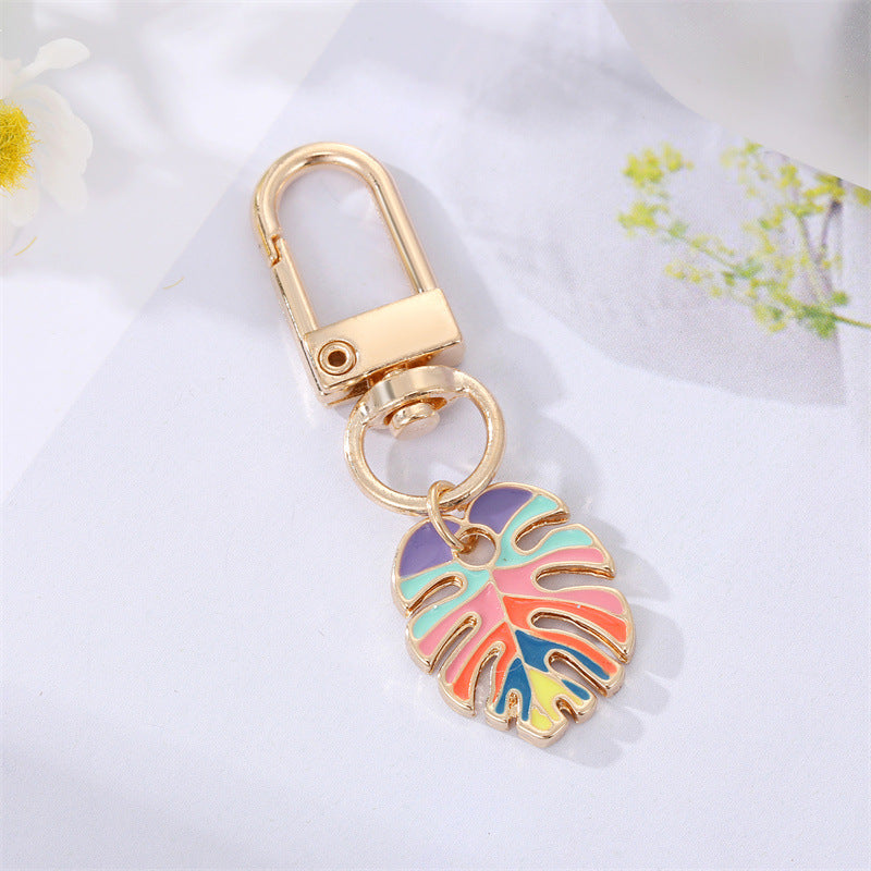 Wholesale Color Drip Oil Mushroom Feather Alloy Keychains