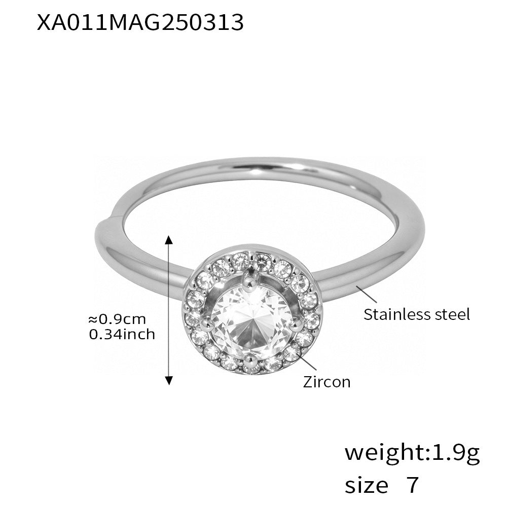 Wholesale Stainless steel side opening 5A zircon diamond ring