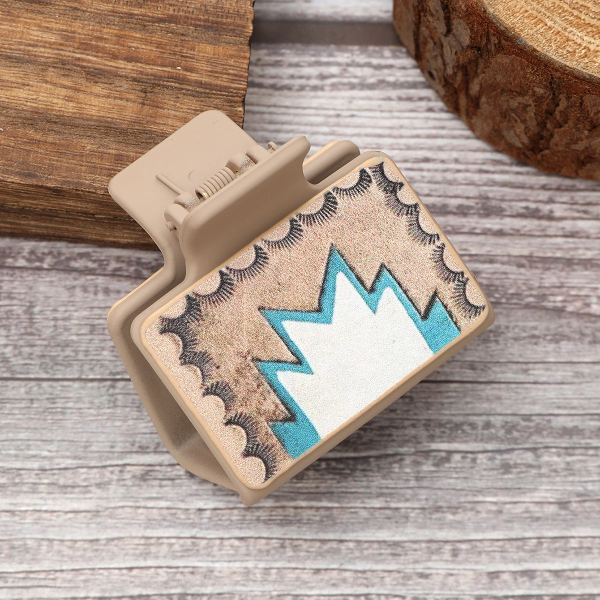 Wholesale Western Style Aztec Leather Hair Clips, Sunflower Shark Clips