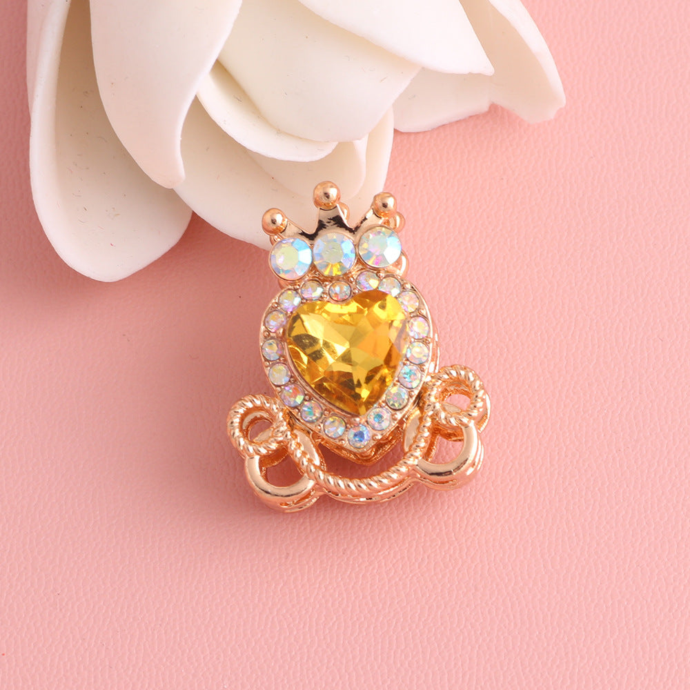 Wholesale 5pcs/pack  Pumpkin carriage heart-shaped crystal alloy rhinestone ball with straight hole  Fancy Beads