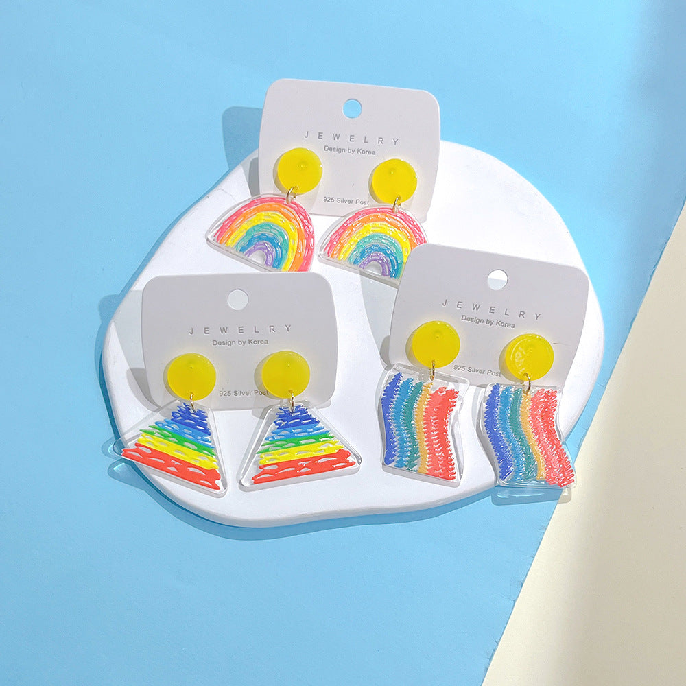 Pendientes de coloridos acrílicos acrílicos al por mayor arcoiris