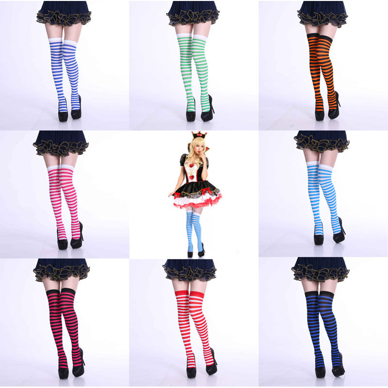 Wholesale Christmas Halloween Over-the-Knee Striped Socks