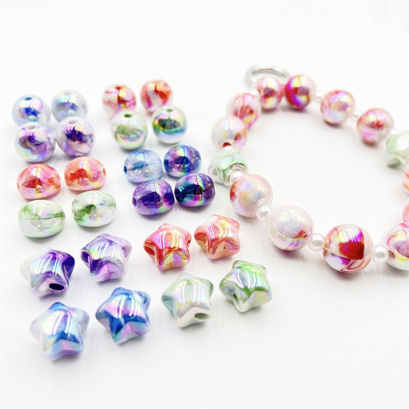 Wholesale 10pcs/pack UV Plating Smudged Round Beads