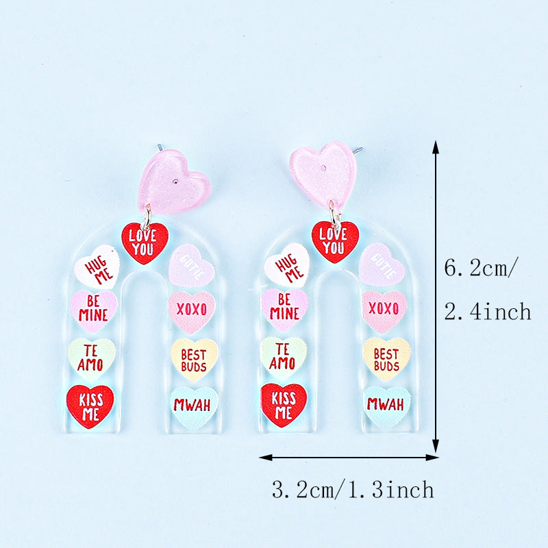 Wholesale Valentine's Day Heart Letter Love Heart Shape Red Pink Earrings
