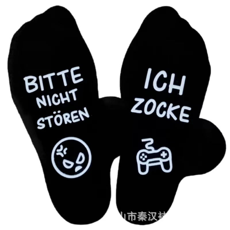 Wholesale European and American Full Cotton Mid Tube Funny Game Socks
