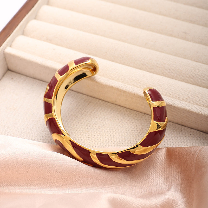 Wholesale Pattern Contrast Enamel Bracelet Irregular Ring