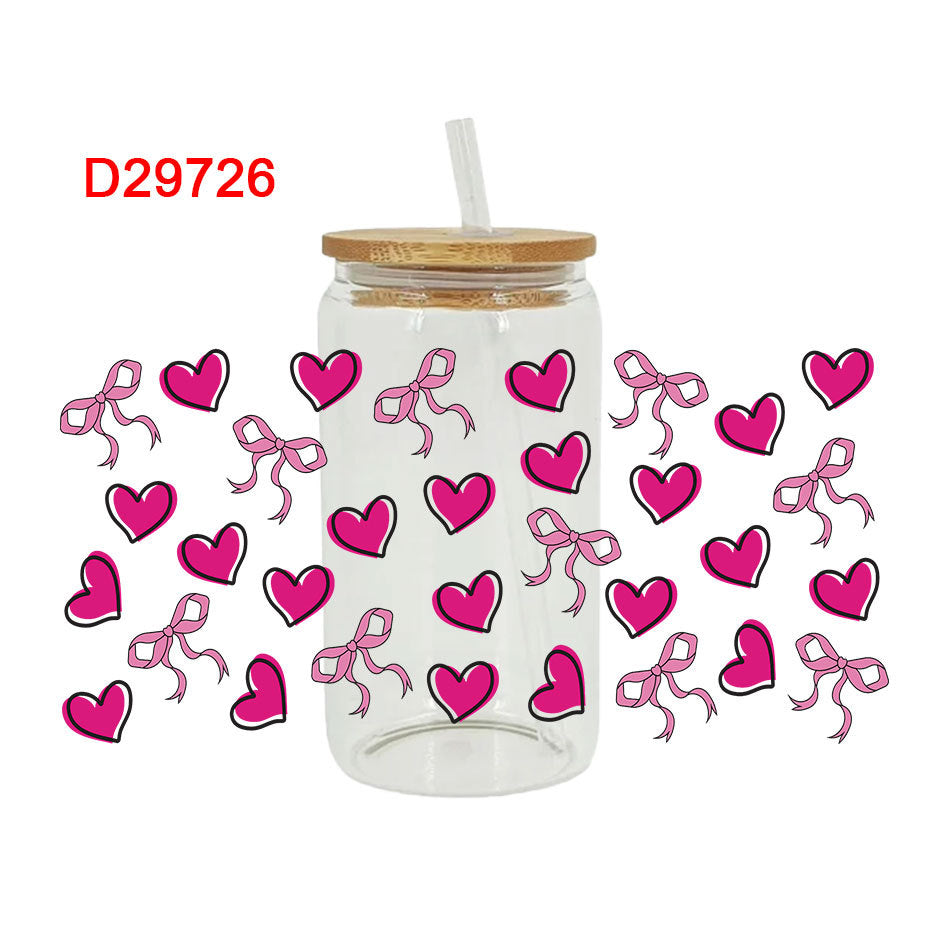 Wholesale Pink Love Bow Valentine's Day 16oz Cup UV DTF Wraps