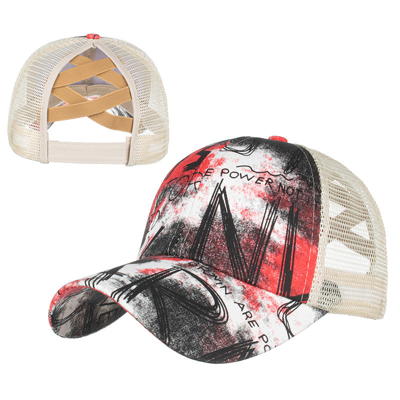 Wholesale cross elastic net cap ponytail baseball cap cap cap Sun Hat sun hat