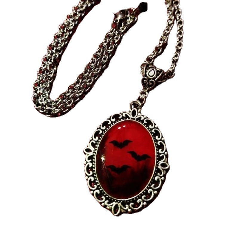 Wholesale Gothic Blood and Bat Resin Necklace