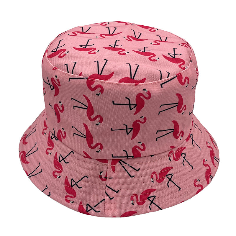 Wholesale Flamingo Printed Double-sided Polyester Fisherman Hats