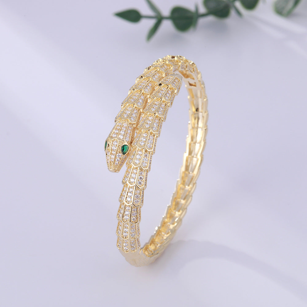 Wholesale  personality green eye snake bracelet