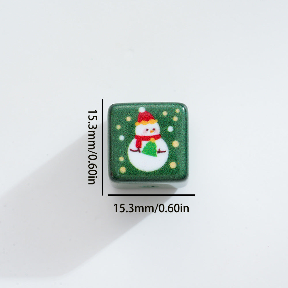 Wholesale 10pcs Christmas Square Beads DIY Mobile Phone Chain Beads