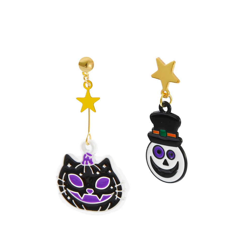 Wholesale Halloween Pumpkin Head Ghost Creative Alloy Earrings