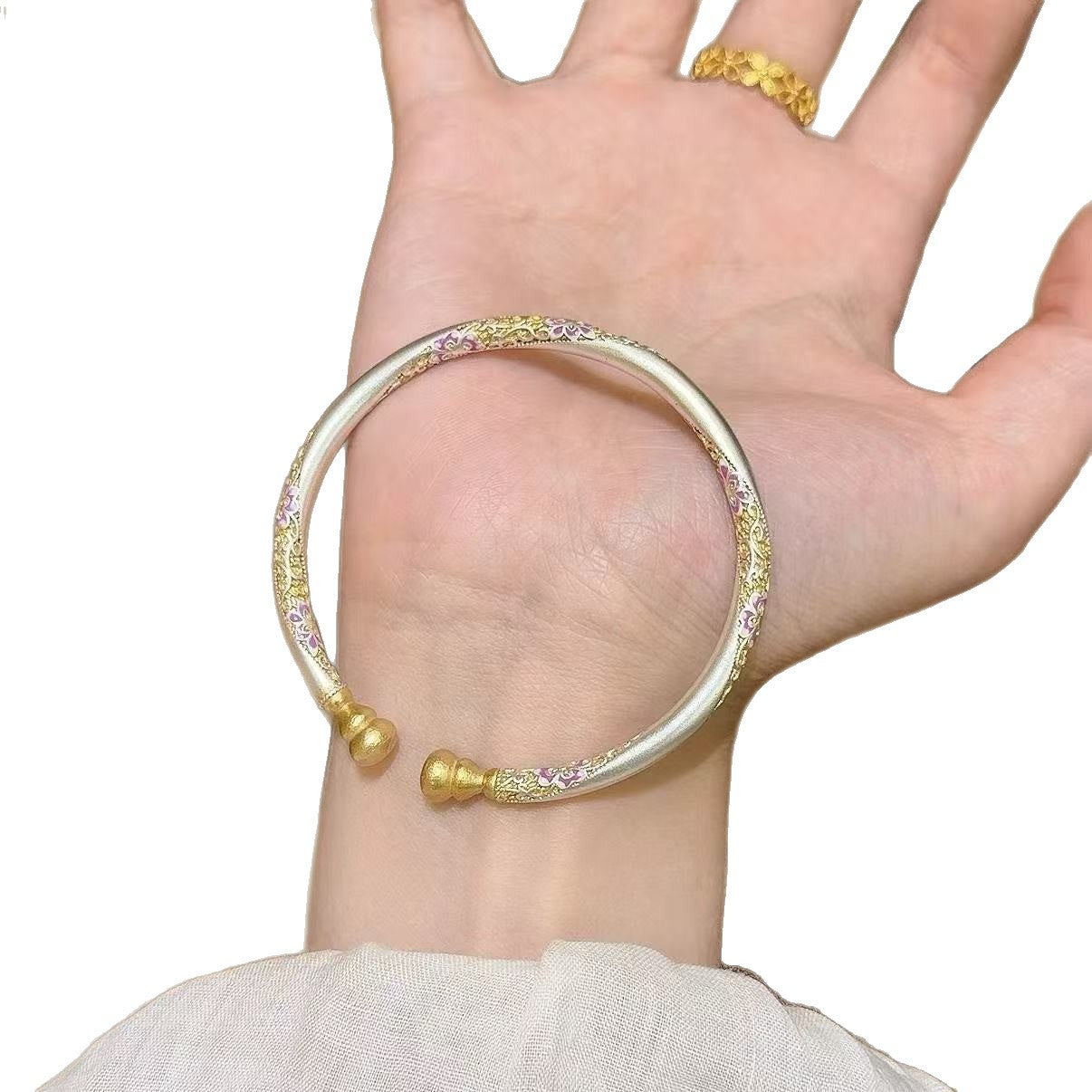 Wholesale Pink Drip Glaze Flower Bracelet Sweet Layered Bracelet