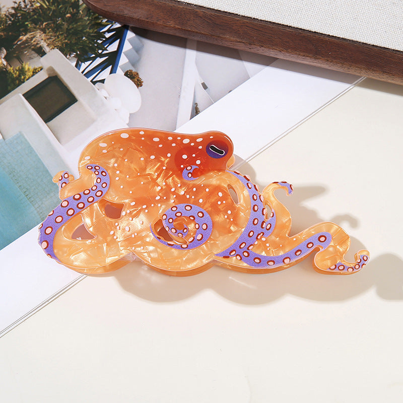 Wholesale Trendy Ocean Animal Hair Claw Clips Shark Whale Octopus Koi Design Large PVC Gripper Everyday Hair Accessory For Boutique Resale