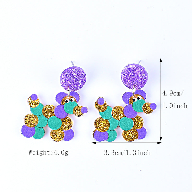 Wholesale Carnival earrings purple green yellow five-pointed star Crown Clown mask lobster earrings