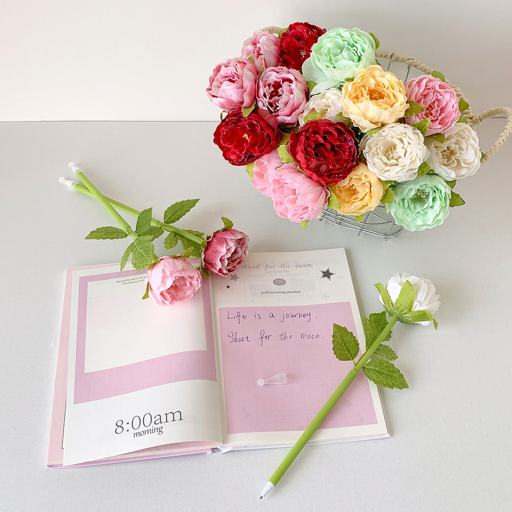 Wholesale Colorful Peony Flower Cute Flower Account  Plastic Pen