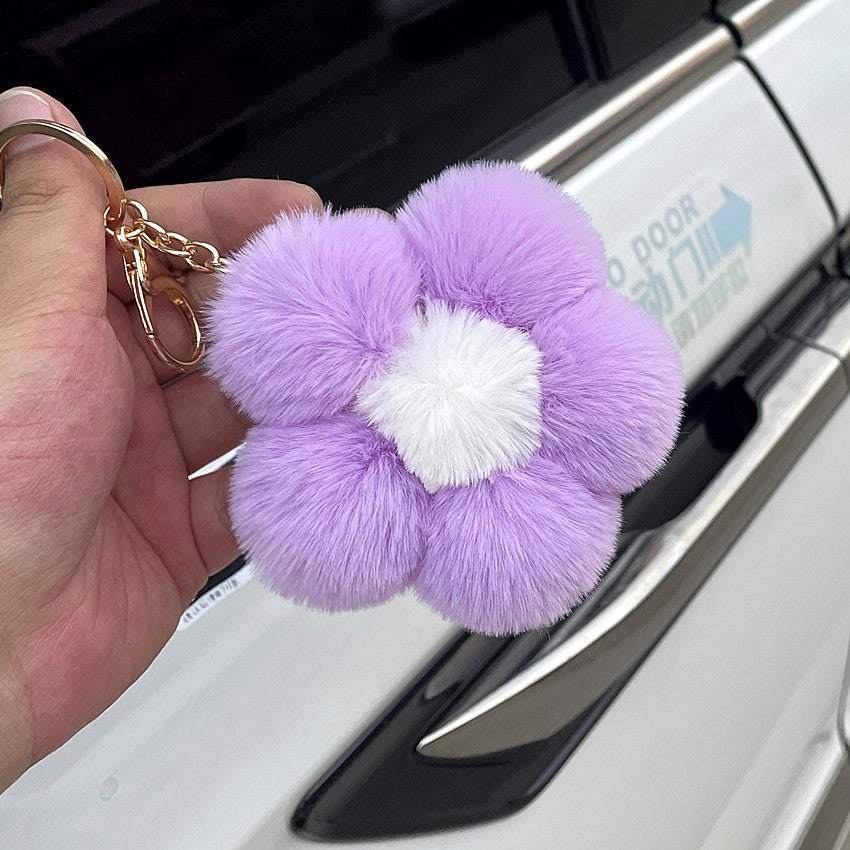 Wholesale Hairball Flowers Cute Plush Keychain