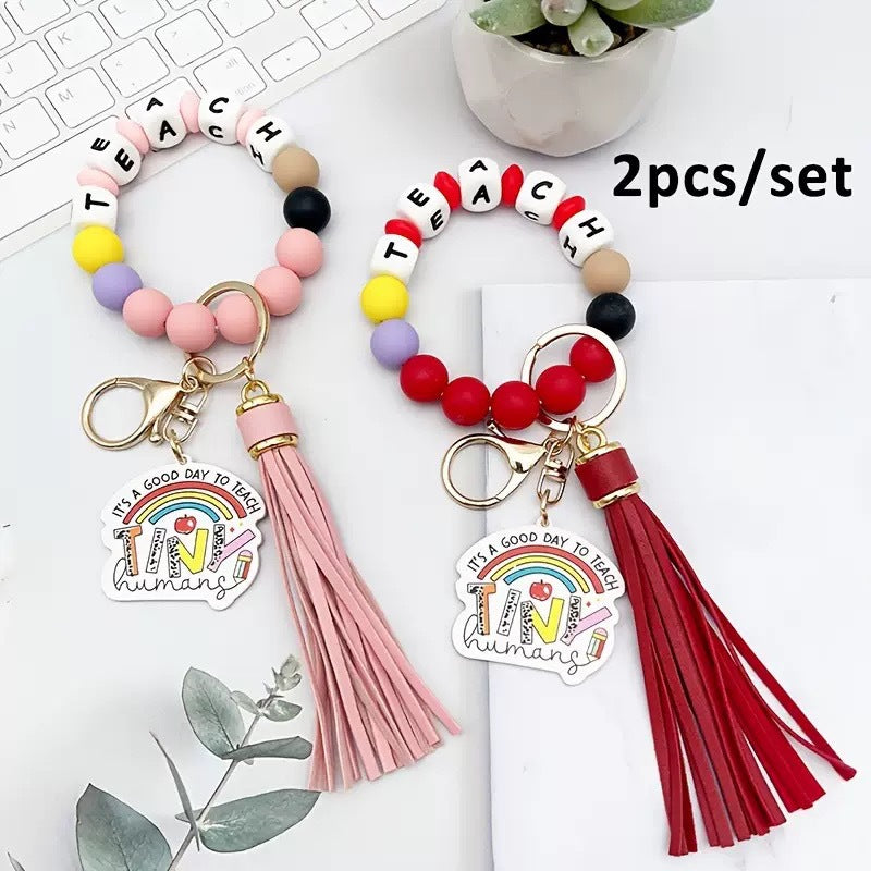 Wholesale Teacher' s Day jewelry silicone bead keychain