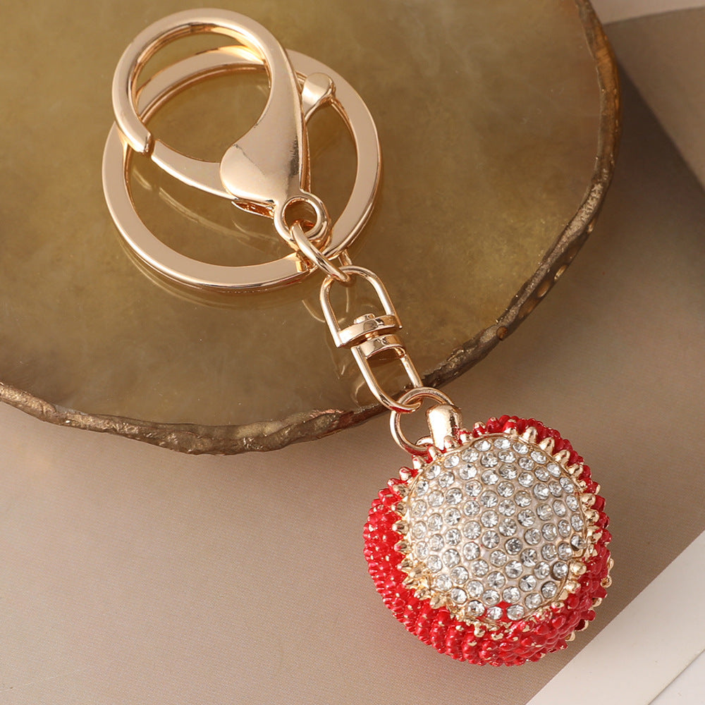 Wholesale Metal Diamond Lychee Fruit Car Keychain Ornament