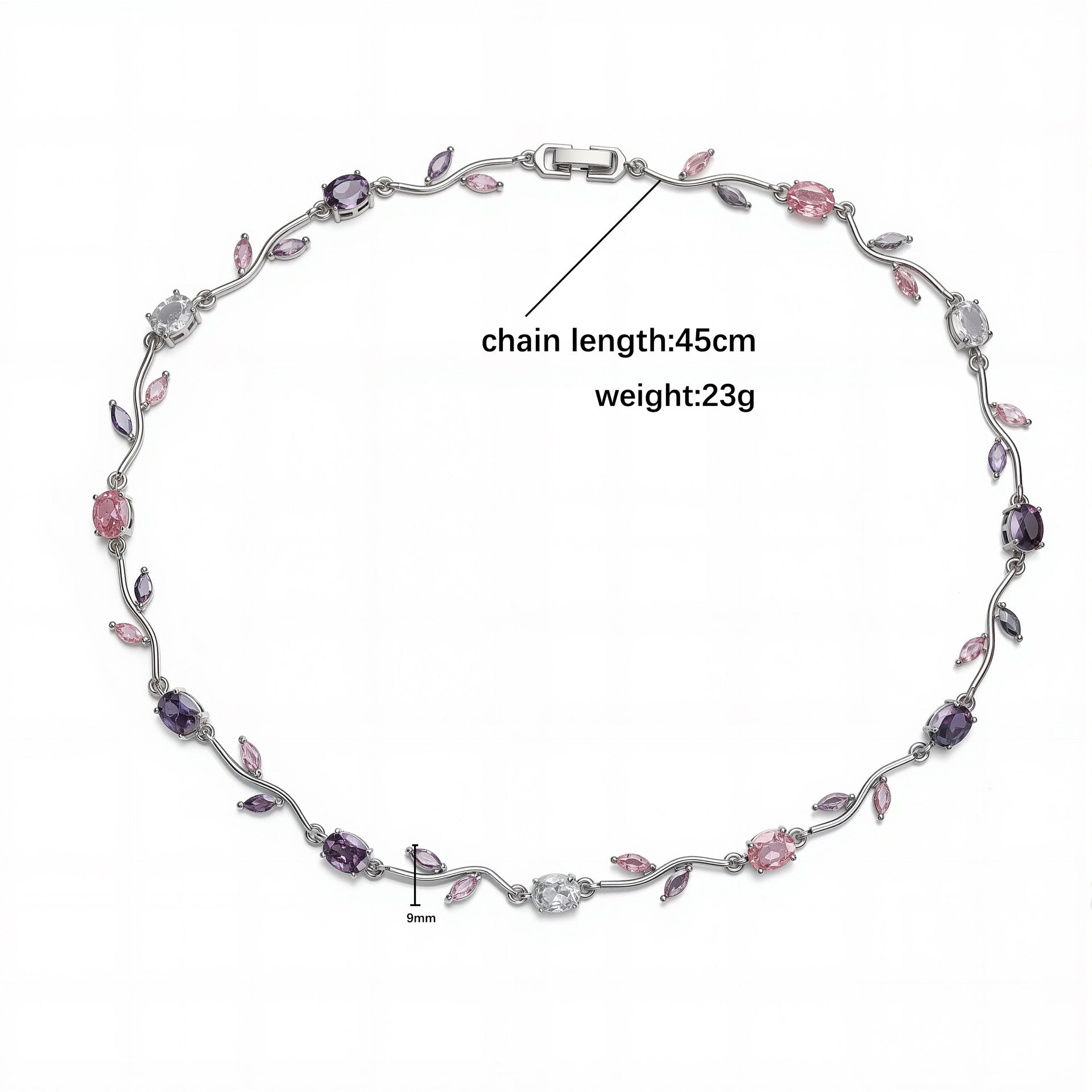 Wholesale Luxury Copper Inlaid Colored Diamond Bracelet Necklace Set