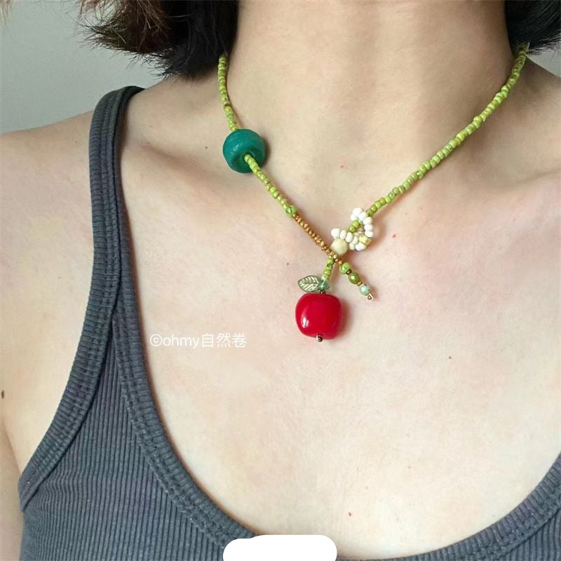 Wholesale Red M bean balloon dog pendant necklace