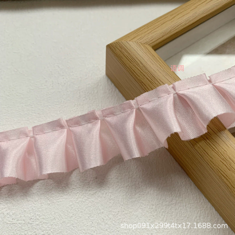 Wholesale 10pcs 2.5cm Satin Pleated Color Lace Baby Clothes Clothing Accessories Handmade Diy Cheering Fan Cartoon Material