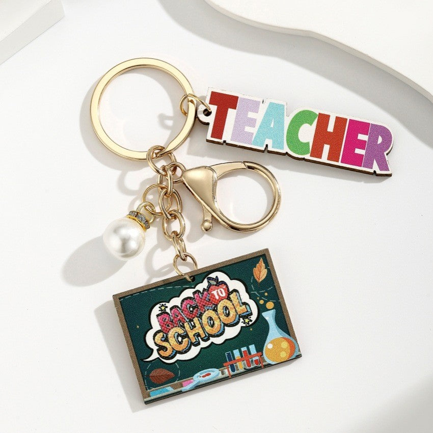 Wholesale Campus style graduation season wooden book keychain