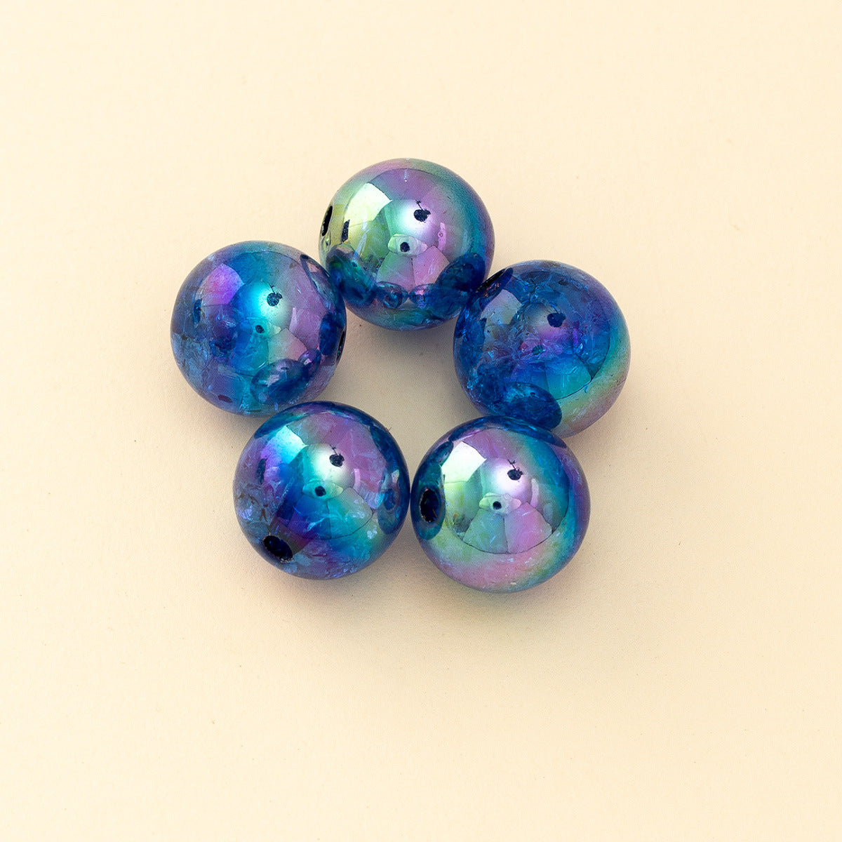 Wholesale 200pcs Burst Clear Straight Hole Multicolored Aurora Round Beads