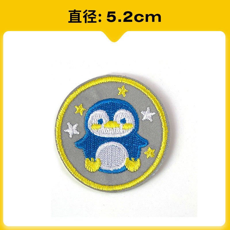 Wholesale Chic Reflective Cartoon Embroidered Patch For Backpack Coat School Bag Safety Decorative Badge