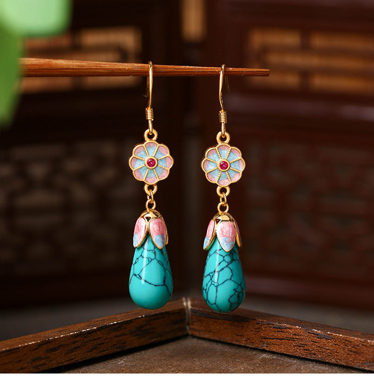 Wholesale Enamel Drop Turquoise Earrings