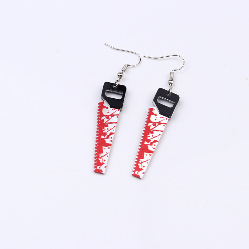 Wholesale Halloween Acrylic Print Blood Knife Earrings