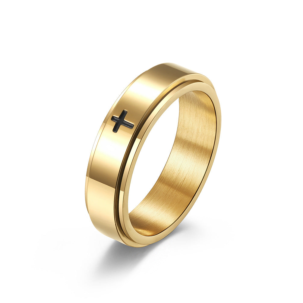 Wholesale Cross rotatable stainless steel ring