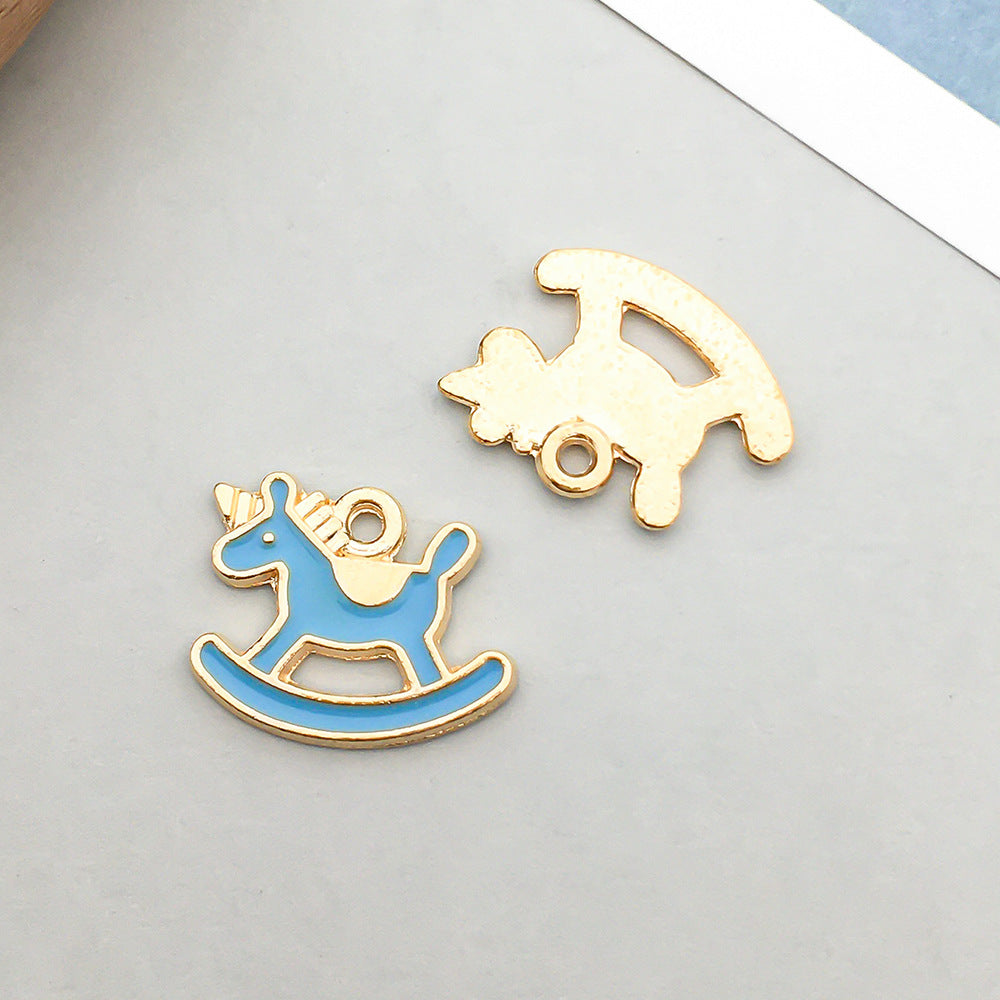 Wholesale Mix 30 Lake Blue Drip Oil Alloy Cute Cartoon Simulation Animal Pendant