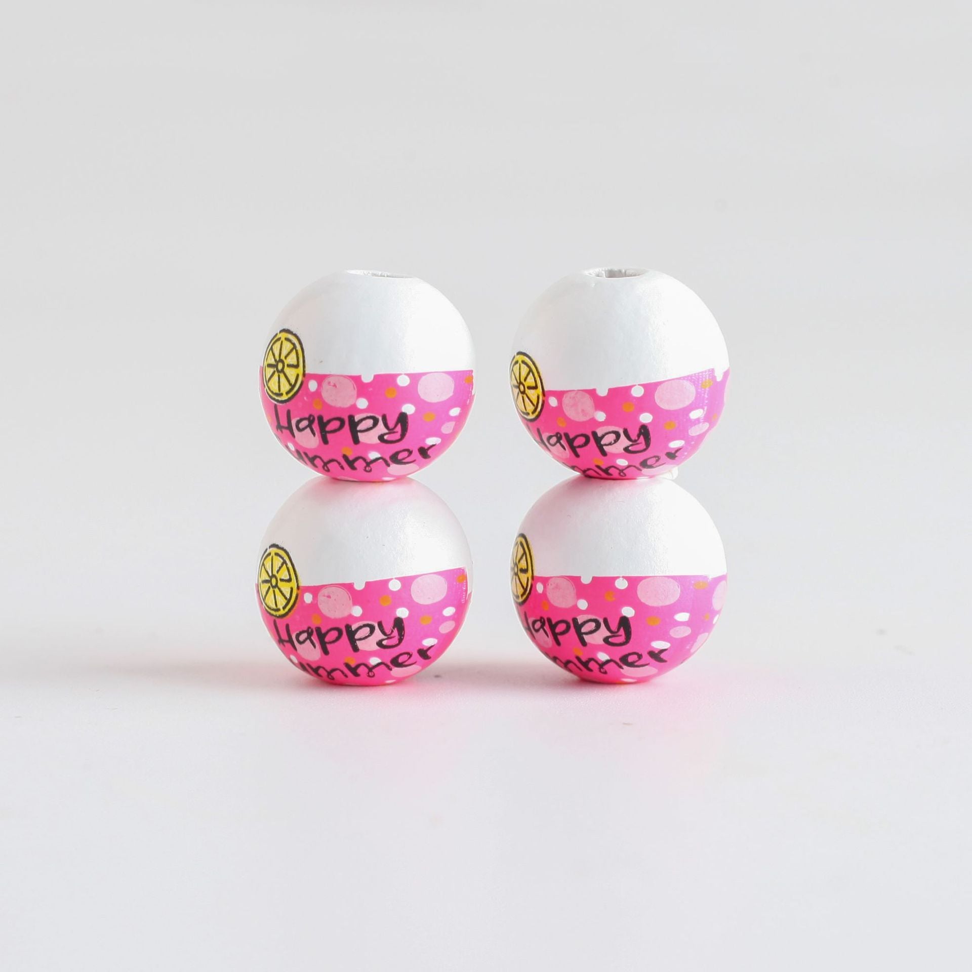 Wholesale 10PCS 4MM Summer Printed DIY Wooden Beads