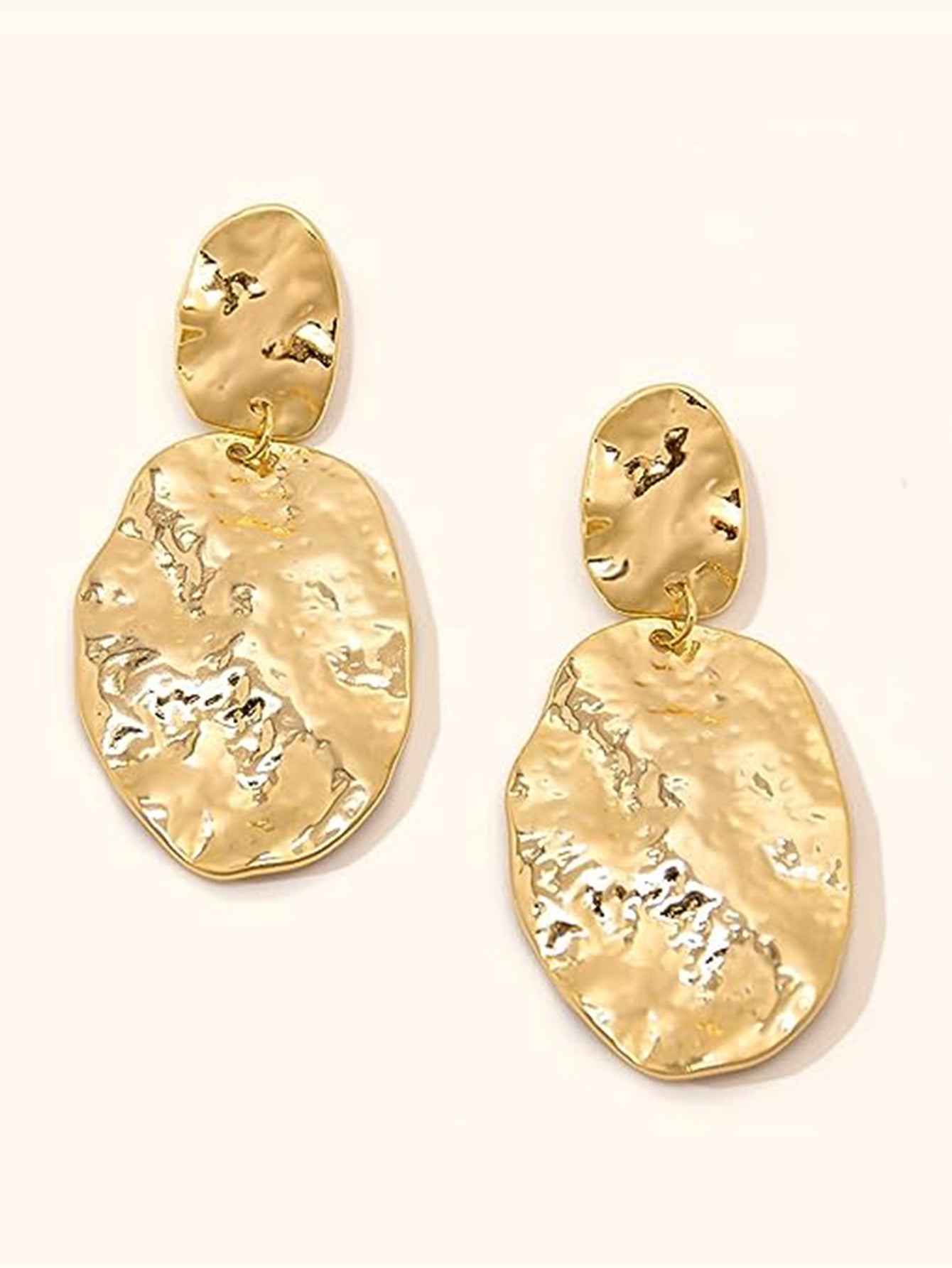 Wholesale Gold Plated metal simple geometric round beating pattern earrings