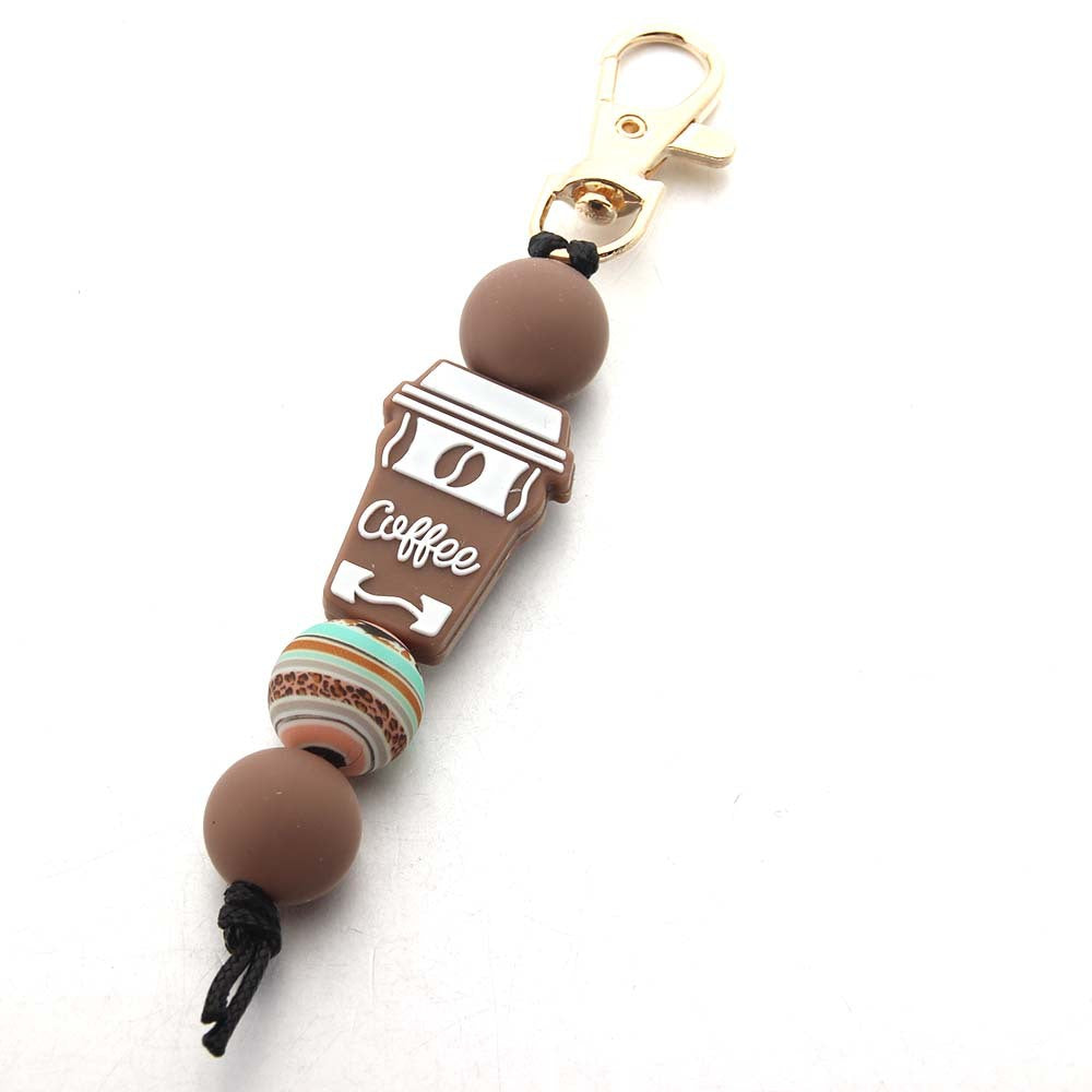 Wholesale Cartoon Flower Coffee Silicone Beads Keychain