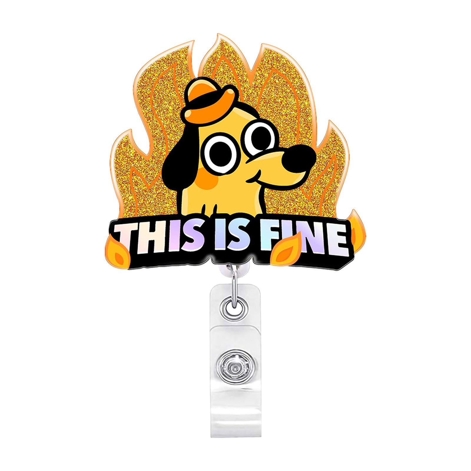 Wholesale Acrylic Medicine Bottle Bulldog Rotating Retractable Badge Scroll Keychain