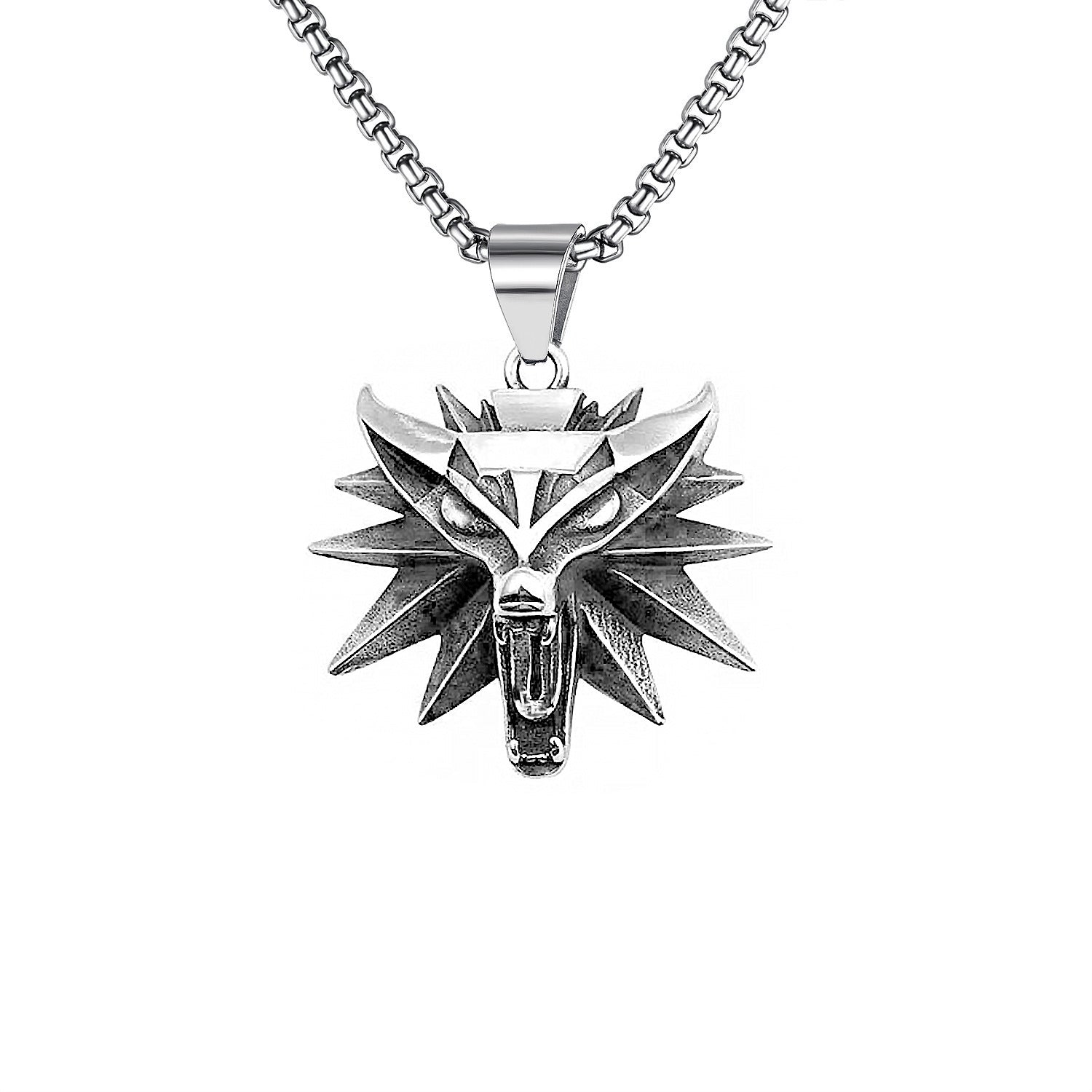Wholesale Stainless Steel Wolf Head Men's Necklace