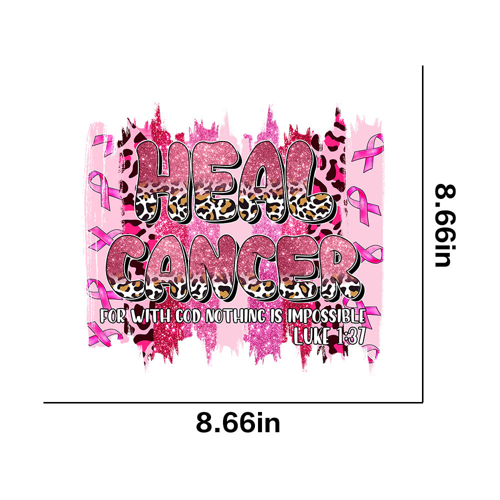 Wholesale Pink ribbon letter lip pattern UV DTF Ready to Press Transfers Wraps