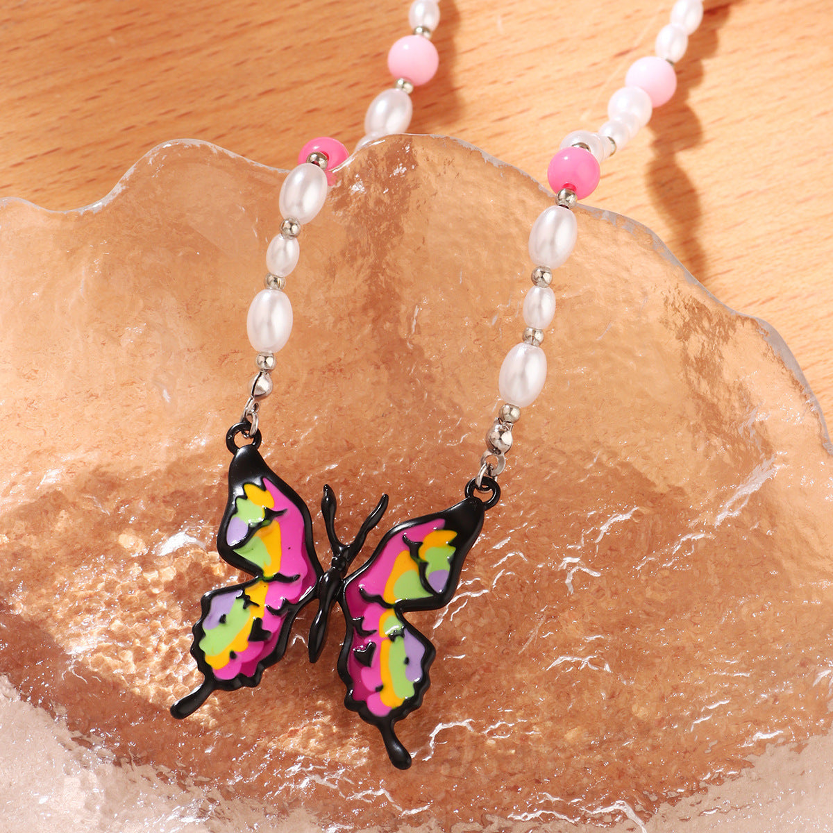 Wholesale High-end colorful butterfly stone clavicle necklace for women