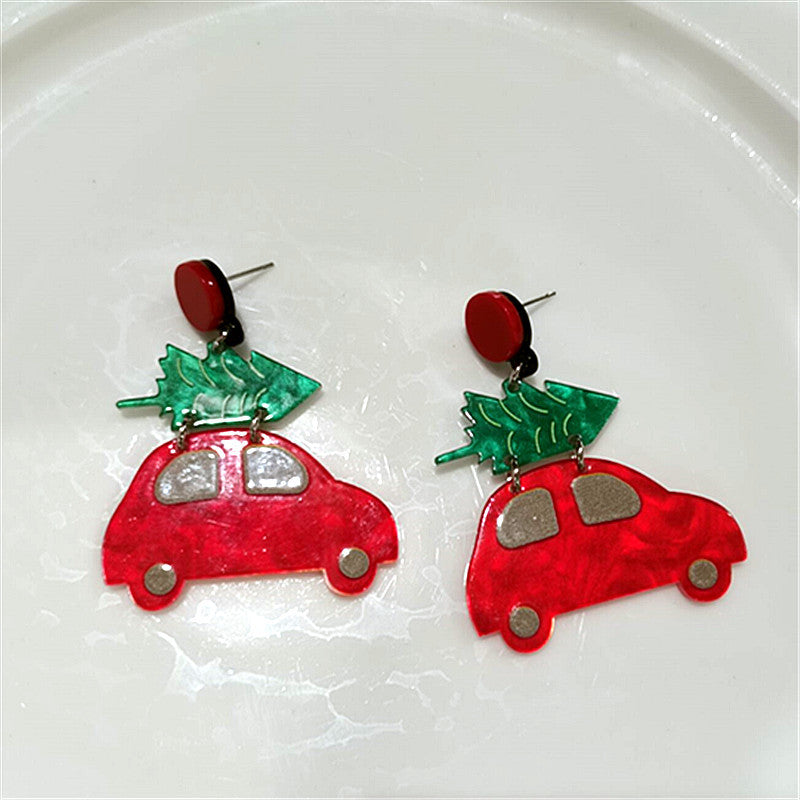 Wholesale Christmas Snowman House Cup Acrylic Earrings