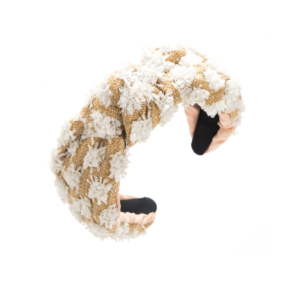 Wholesale Wide Border Braided Flower Fabric Twist Headband