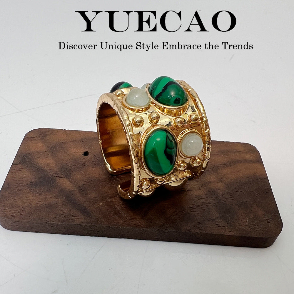 Wholesale Vintage Malachite Open Ring Bracelets