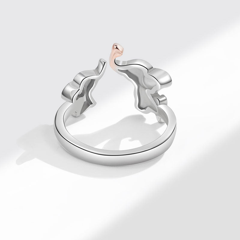 Wholesale Mother's Day Opening Ethnic Style Auspicious Mother and Child Elephant Two-color Copper Ring