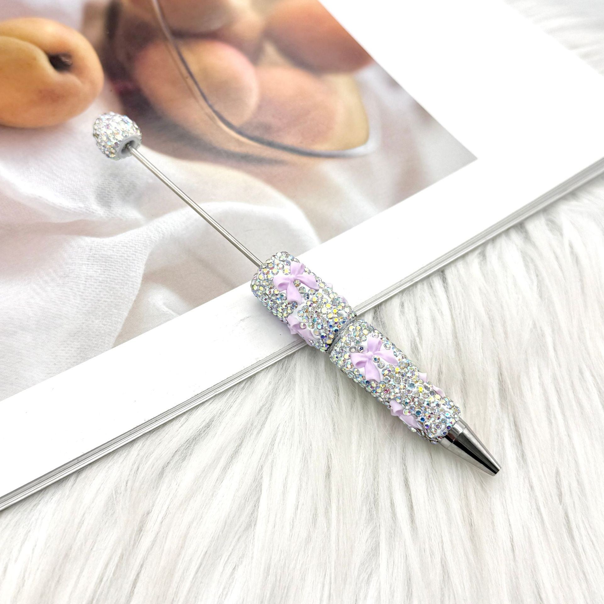 Wholesale 2pcs DIY Bow Full Rhinestone Beaded Pen Valentine' s Day Gift Pen
